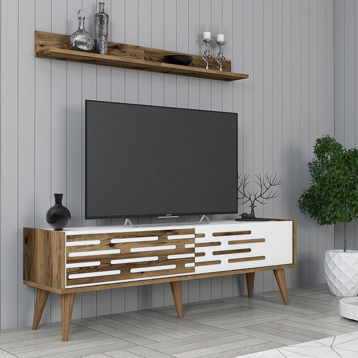Hanah Home Valensiya 140 Mueble para TV Nogal y Blanco